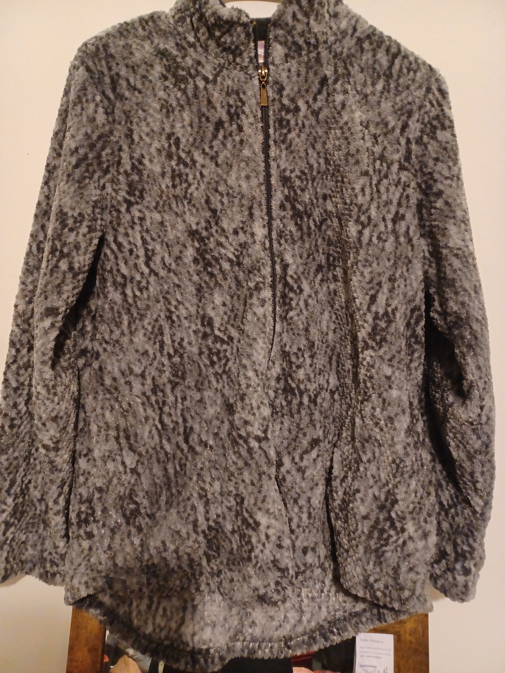Plush Heather Grey Zip-Up Teddy Jacket for Women
